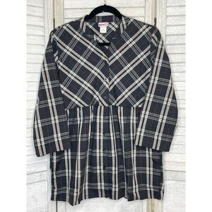 American Sweetheart Black Plaid Top Long Sleeve Size Small NEW